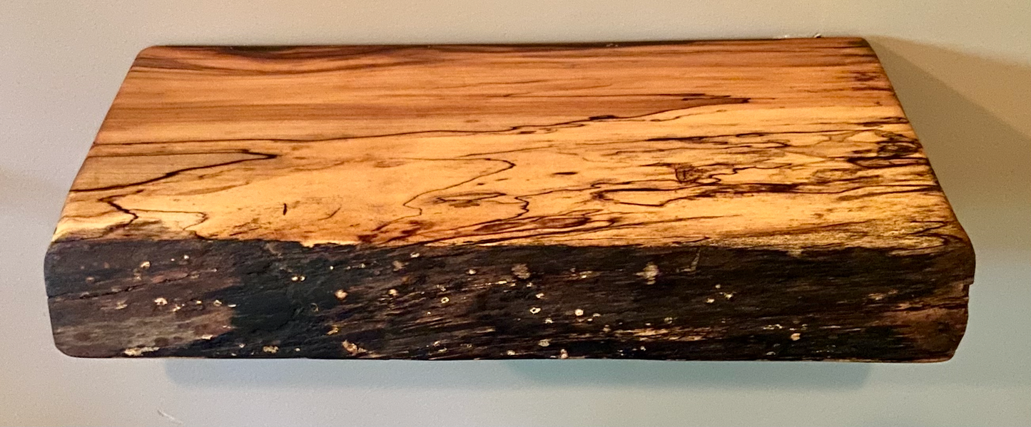 Set of 2 Small Live Edge Spalted Maple Floating Shelves|Rustic Farmhouse Wood Shelves|Live Edge Hanging Plant Shelves|Wood Display Shelves