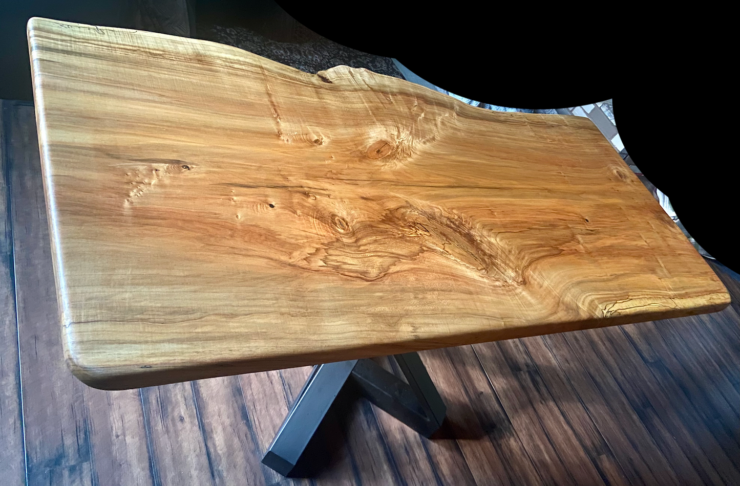 Half Live Edge High Figure Spalted Maple Pub Table