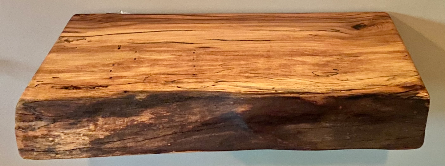 Set of 2 Small Live Edge Spalted Maple Floating Shelves|Rustic Farmhouse Wood Shelves|Live Edge Hanging Plant Shelves|Wood Display Shelves