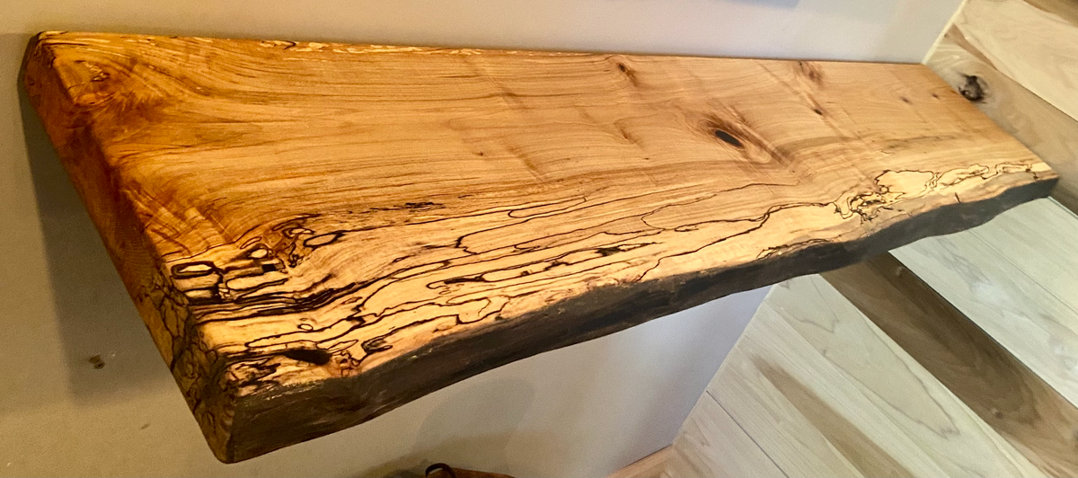 Custom Live Edge Spalted Maple Rustic Wood Floating Shelves|Ambrosia Maple Wood Wall Shelves