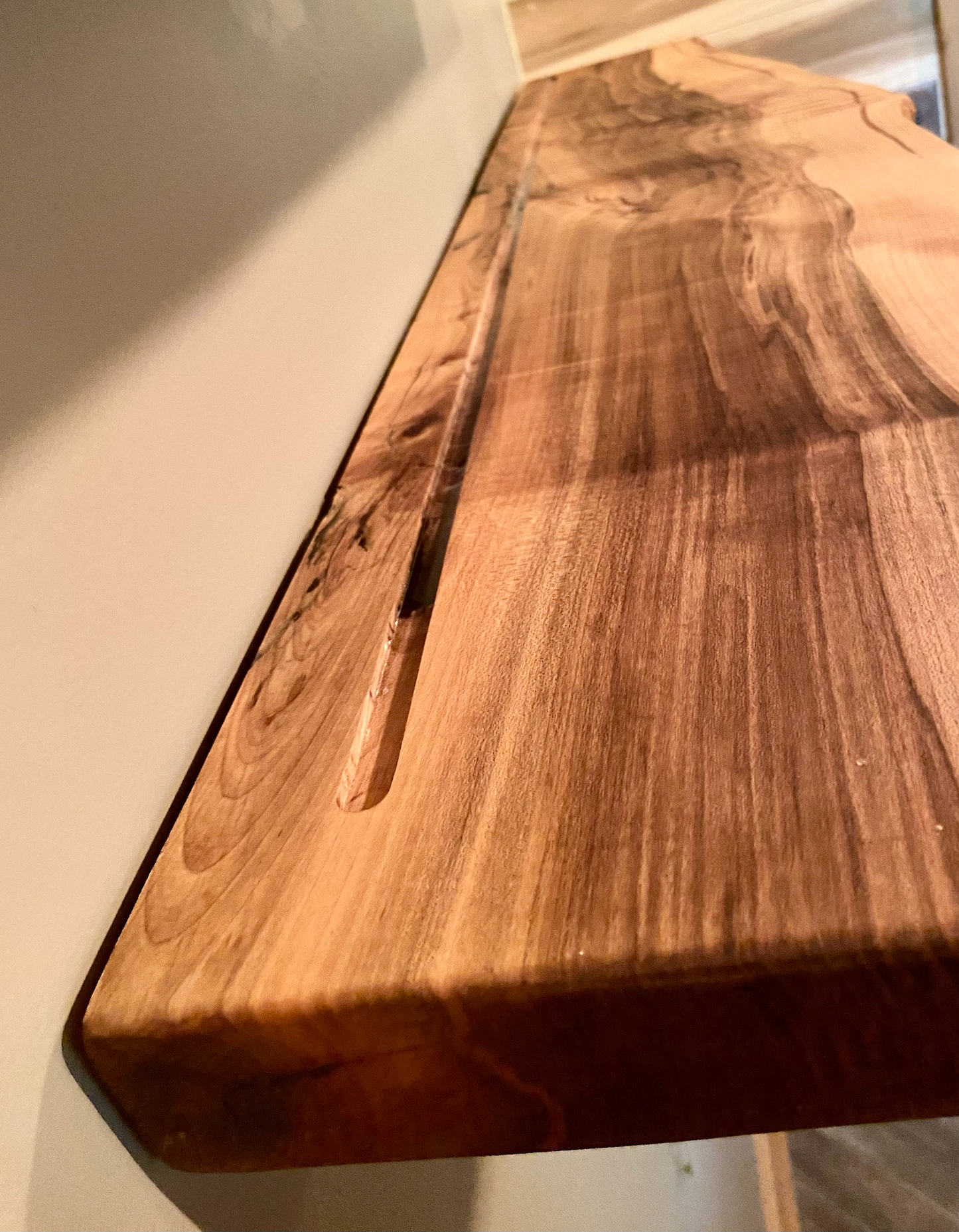 Live Edge Maple Shelves with Plate Groove