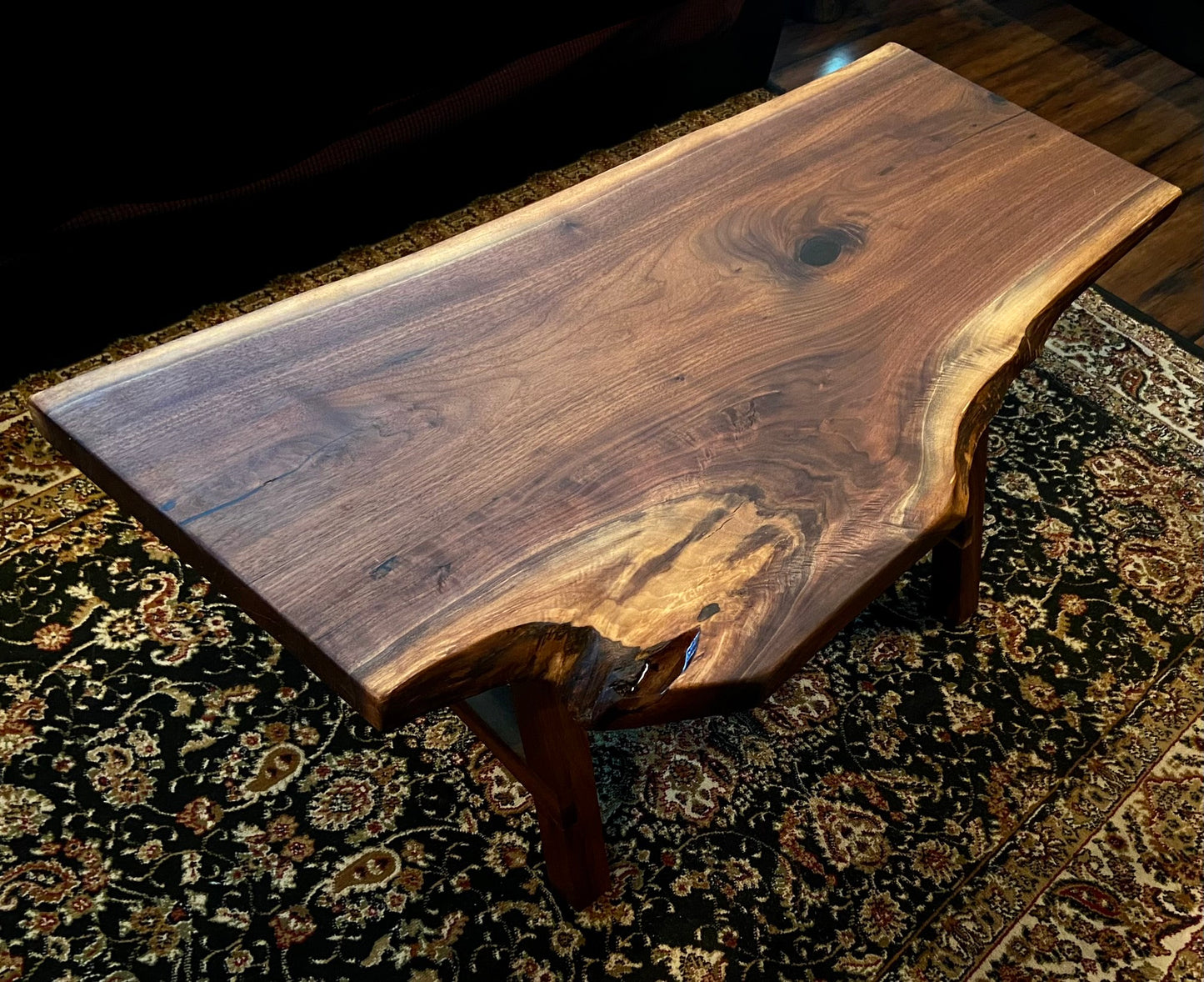 Forked Live Edge Walnut Wood Coffee Table|Rustic Wood Table