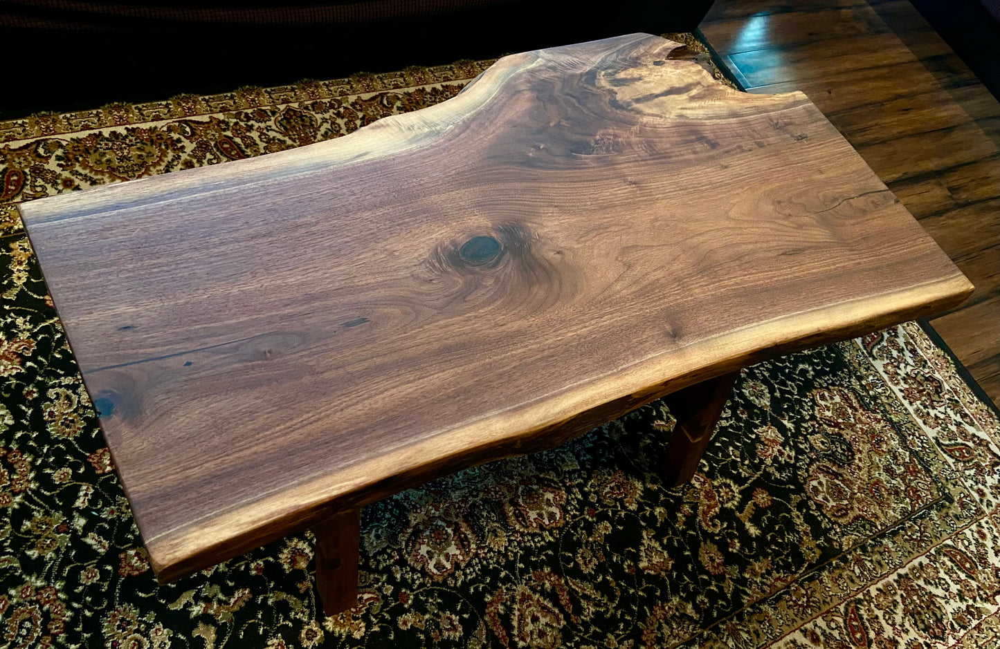 Forked Live Edge Walnut Wood Coffee Table|Rustic Wood Table