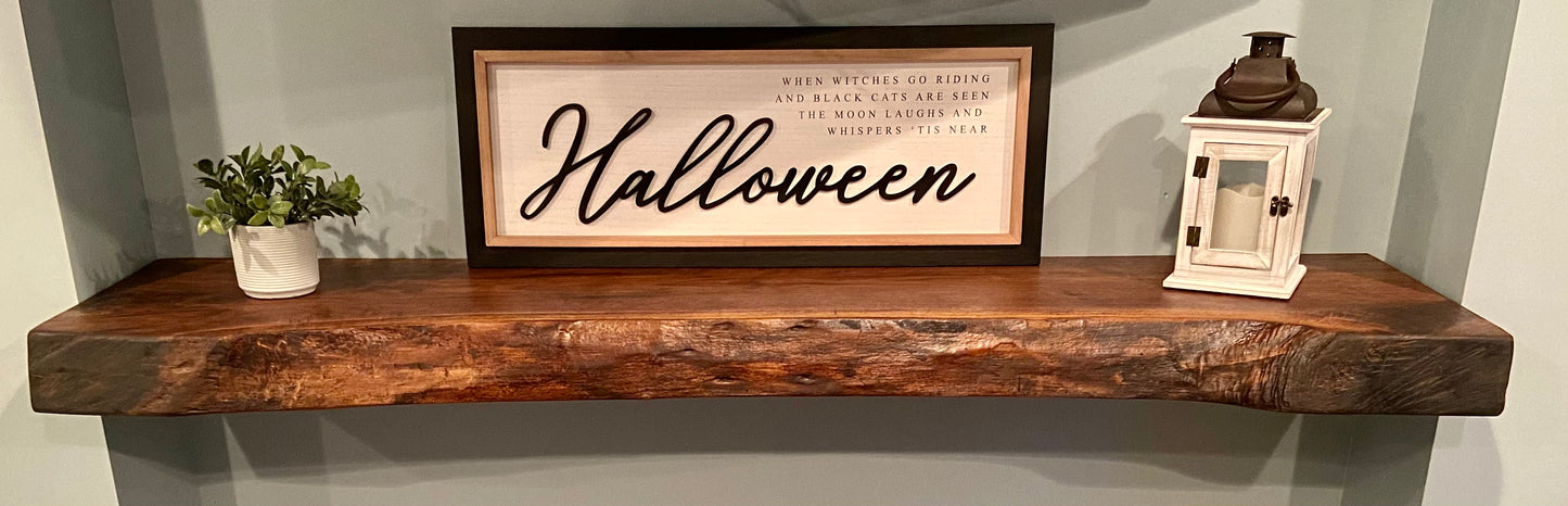 Beautiful Thick Live Edge Walnut Mantel