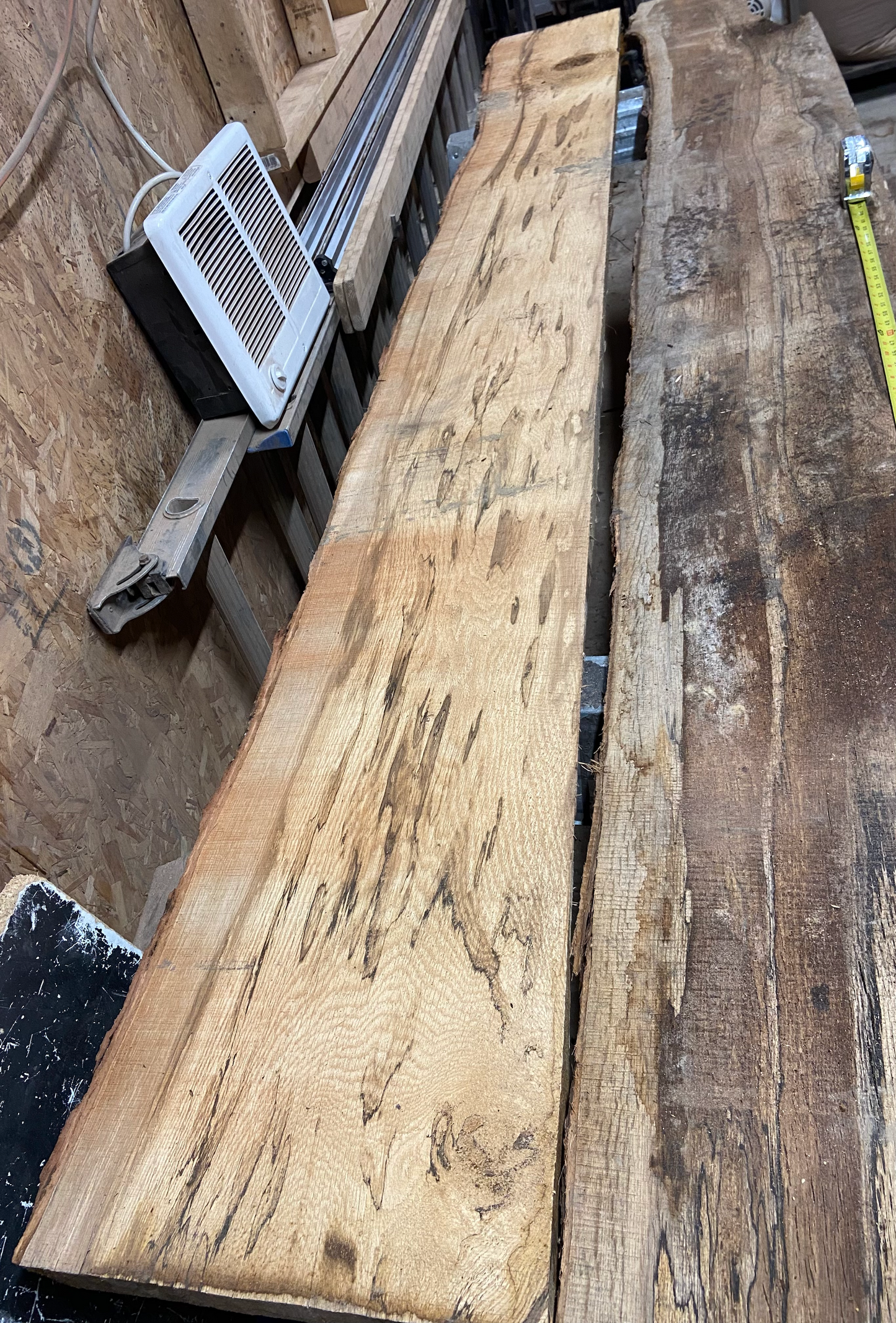 Spalted White Oak Vanity with Live Edge Walnut Top
