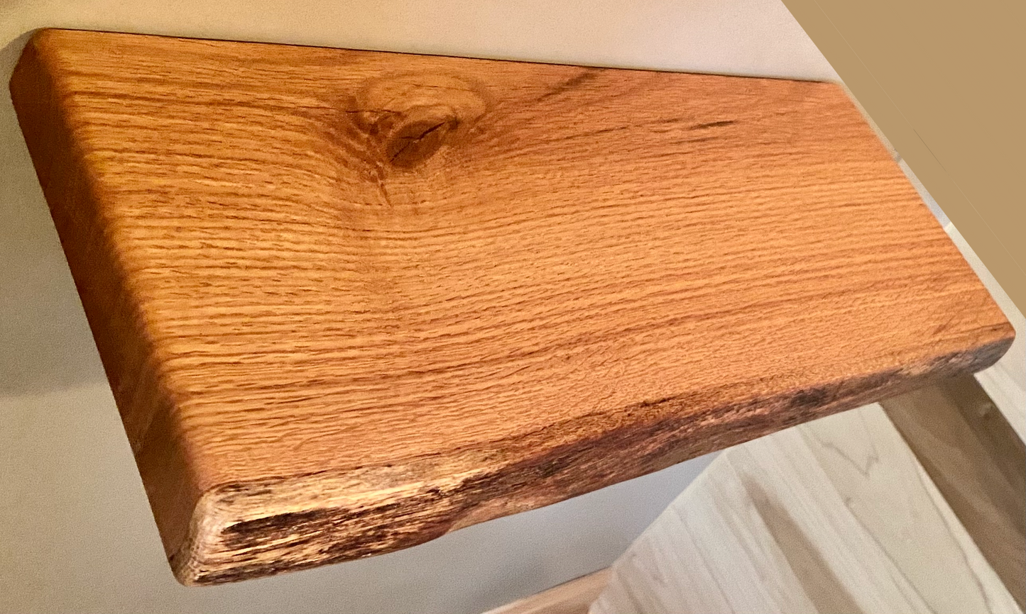 Large Live Edge White Oak Bar Top with Matching Floating Shelves