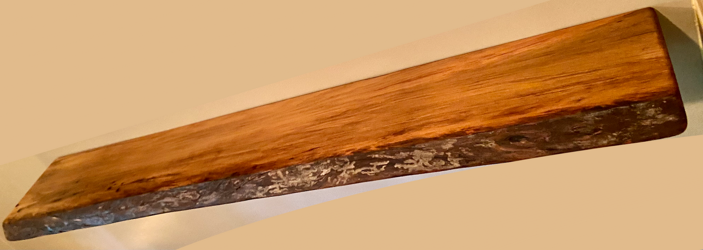 Long Live Edge Maple Sycamore Floating Shelf|Narrow Hanging Display Shelf|Rustic Natural Wood Live Edge Floating Shelf| Narrow Wood Shelf