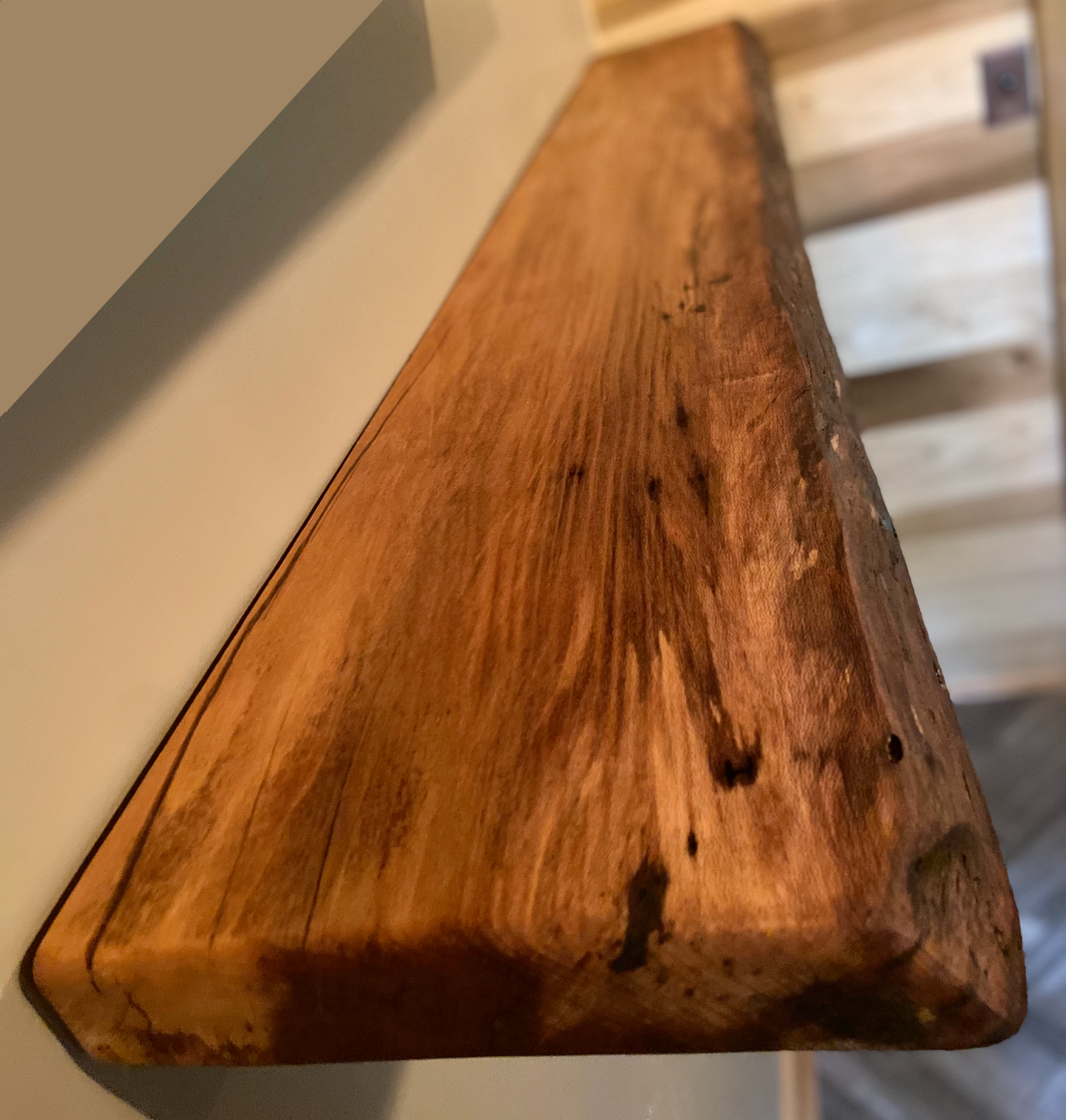 Long Live Edge Maple Sycamore Floating Shelf|Narrow Hanging Display Shelf|Rustic Natural Wood Live Edge Floating Shelf| Narrow Wood Shelf