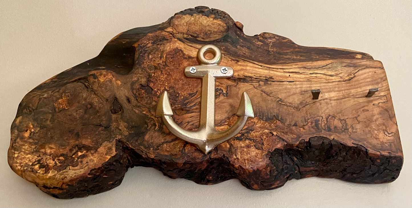 Ultra Unique Burl Maple Wall Organizer|Live Edge Mountable Key Holder|Entryway Organizer|Coat Hanger|Rustic Farmhouse Wood Towel Hook