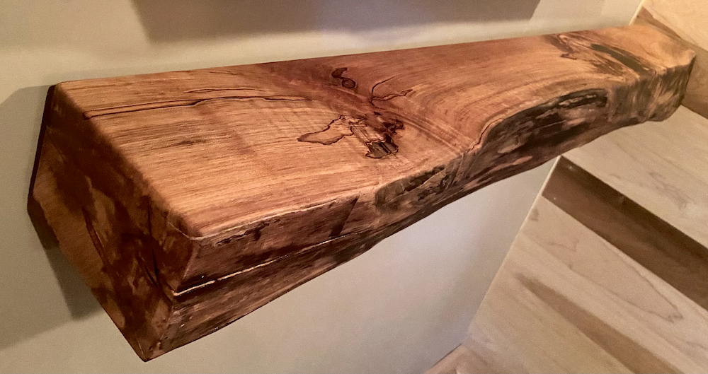 Live Edge Ambrosia Spalted Maple Floating Mantel