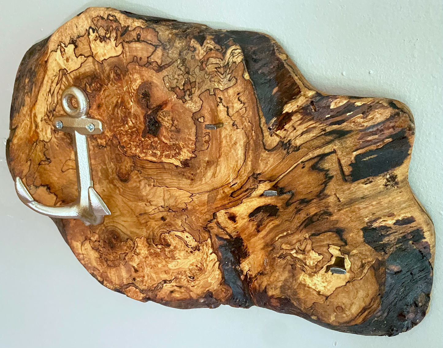 Spalted Burl Maple Rustic Live Edge Mountable Wall Hooks|Wall Organizer|Key Holder|Entryway Organizer|Coat Hanger|Rustic Wood Coat Hook