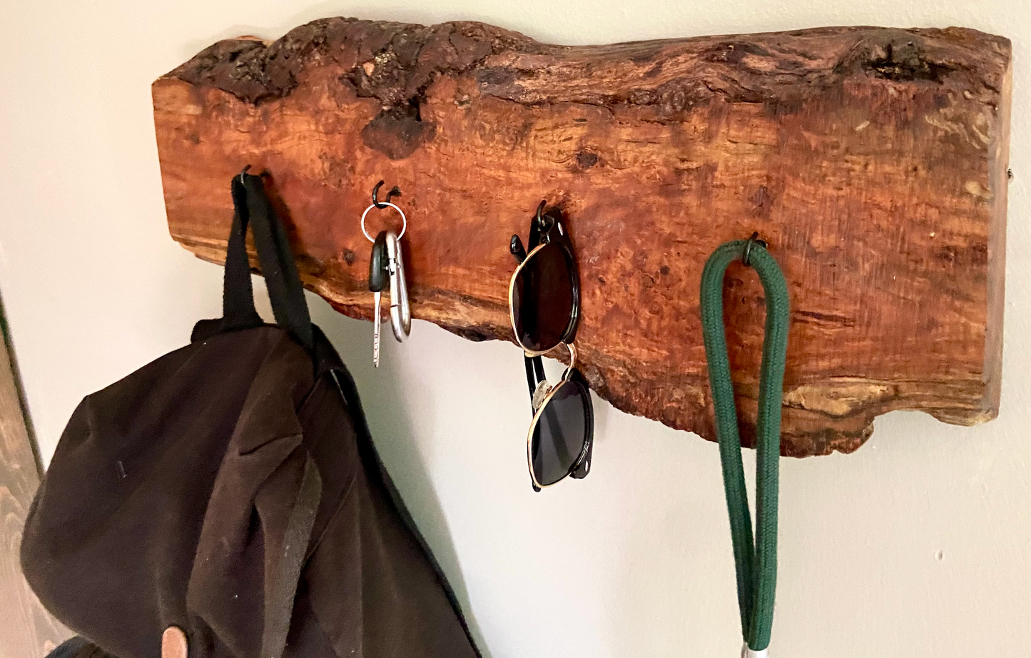 Rustic Live Edge Cherry Burl Mountable Key Hooks for Wall|Wall Organizer|Key Hanger|Rustic Wall Decor|Entryway Organizer|Wall Storage