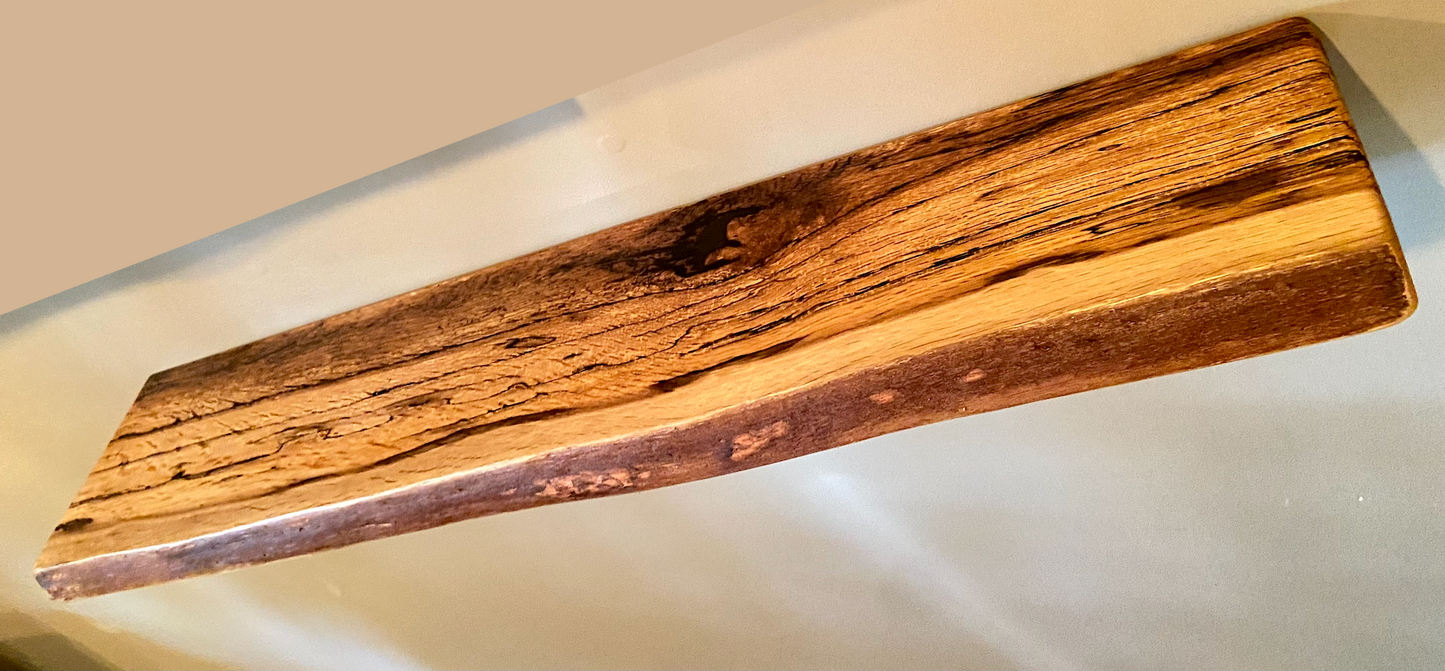 Set of 2 Live Edge Spalted White Oak Narrow Floating Display Shelves| Natural White Oak Wood Hanging Display Shelves|Rustic Farmhouse Decor