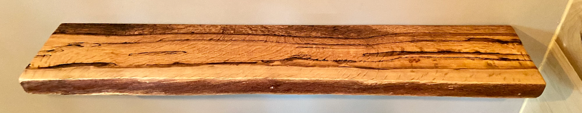 Set of 2 Live Edge Spalted White Oak Narrow Floating Display Shelves| Natural White Oak Wood Hanging Display Shelves|Rustic Farmhouse Decor