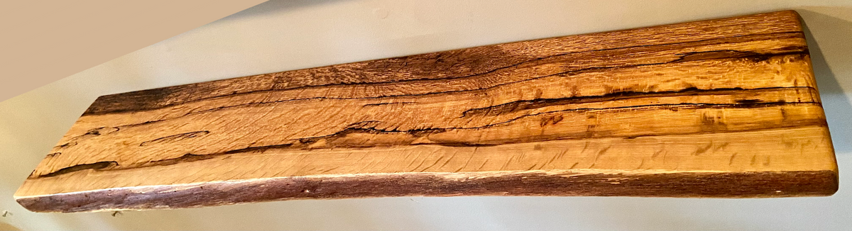 Set of 2 Live Edge Spalted White Oak Narrow Floating Display Shelves| Natural White Oak Wood Hanging Display Shelves|Rustic Farmhouse Decor