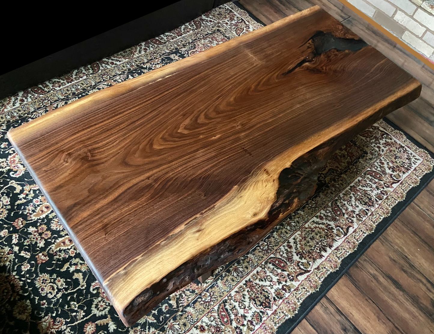 Live Edge Walnut Epoxy Coffee Table w/Clear Epoxy Fill|Rustic Live Edge Wood Table|Black Walnut Live Edge Wood Table Top|Live Edge Walnut