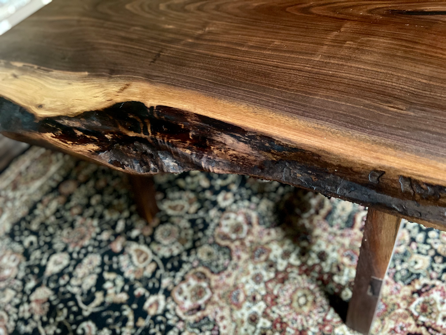 Live Edge Walnut Epoxy Coffee Table w/Clear Epoxy Fill|Rustic Live Edge Wood Table|Black Walnut Live Edge Wood Table Top|Live Edge Walnut
