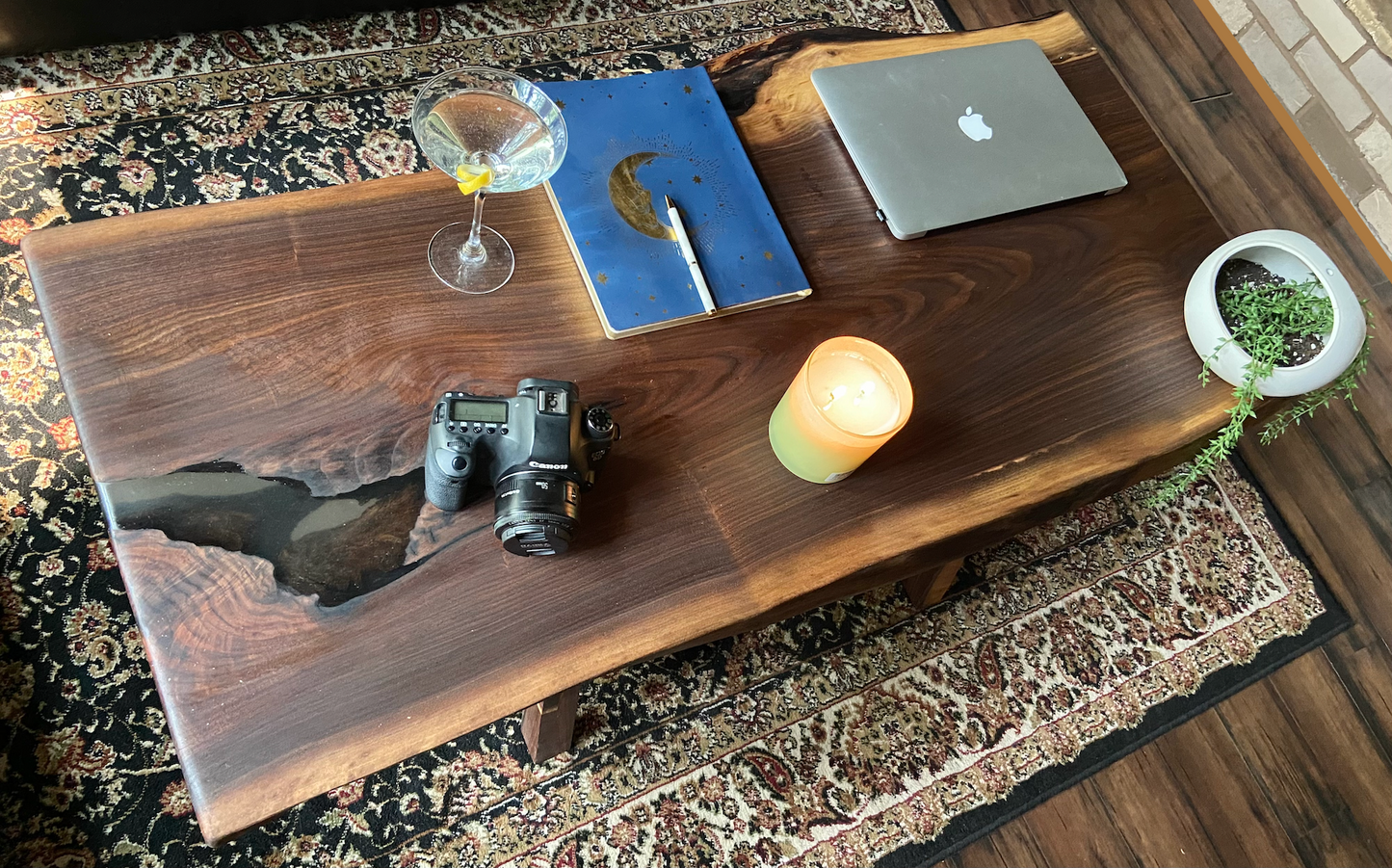 Live Edge Walnut Epoxy Coffee Table w/Clear Epoxy Fill|Rustic Live Edge Wood Table|Black Walnut Live Edge Wood Table Top|Live Edge Walnut