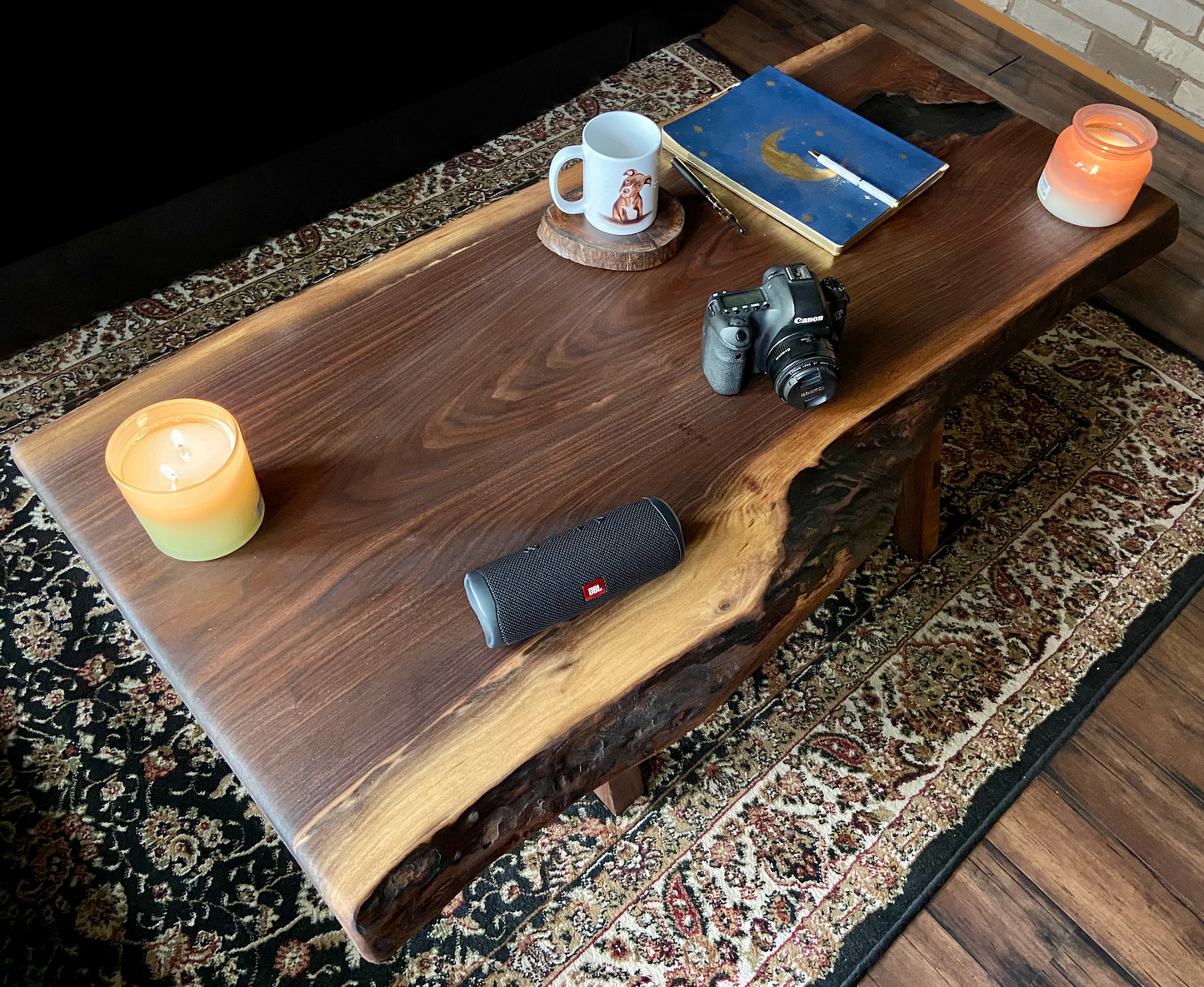 Live Edge Walnut Epoxy Coffee Table w/Clear Epoxy Fill|Rustic Live Edge Wood Table|Black Walnut Live Edge Wood Table Top|Live Edge Walnut