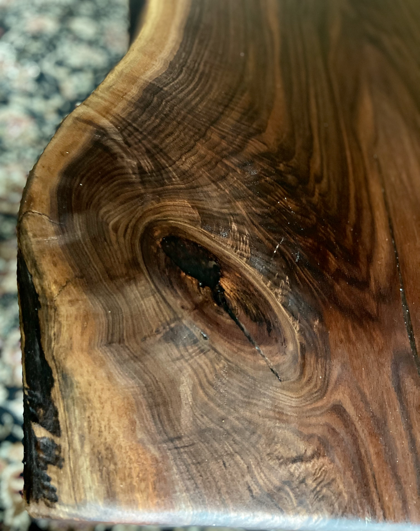 Large & Unique Live Edge Black Walnut Coffee Table, Rustic Table with Knots and Figure