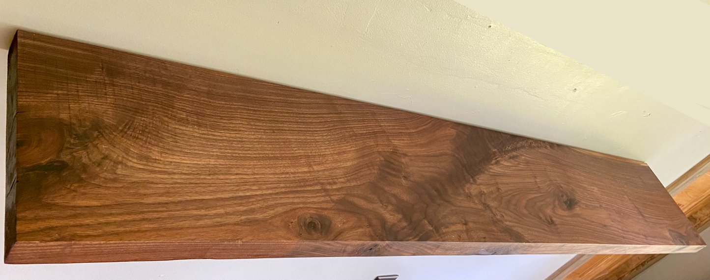 Straight Edge Black Walnut Floating Shelf|Modern Rustic Farmhouse Walnut Wood Floating Display Shelf|Solid Wood Wall Hanging Plant Shelf