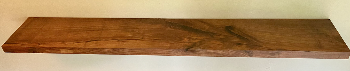 Straight Edge Black Walnut Floating Shelf|Modern Rustic Farmhouse Walnut Wood Floating Display Shelf|Solid Wood Wall Hanging Plant Shelf