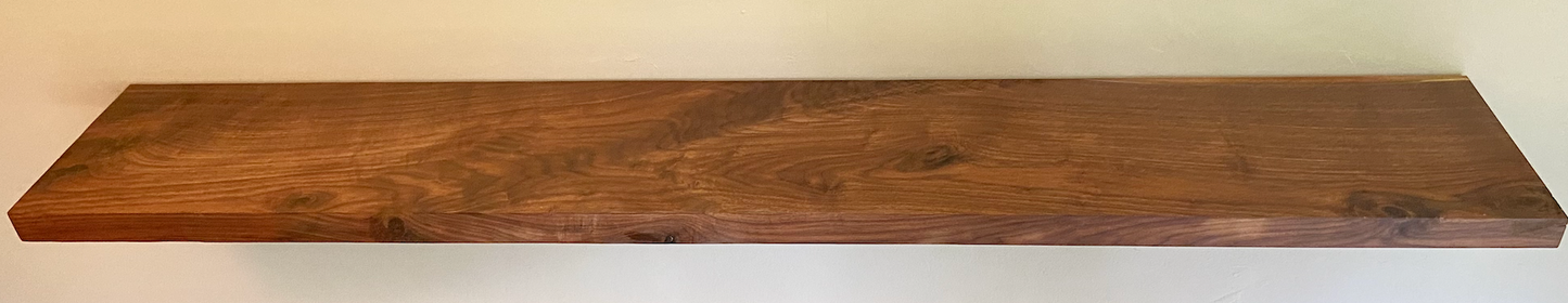 Straight Edge Black Walnut Floating Shelf|Modern Rustic Farmhouse Walnut Wood Floating Display Shelf|Solid Wood Wall Hanging Plant Shelf