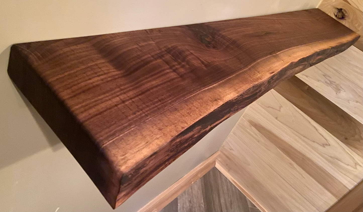 Narrow Live Edge Walnut Floating Shelf|Shallow Wall Hanging Shelf|Floating Wood Display Shelf|Hanging Plant Shelf|Rustic LiveEdge Wood Shelf