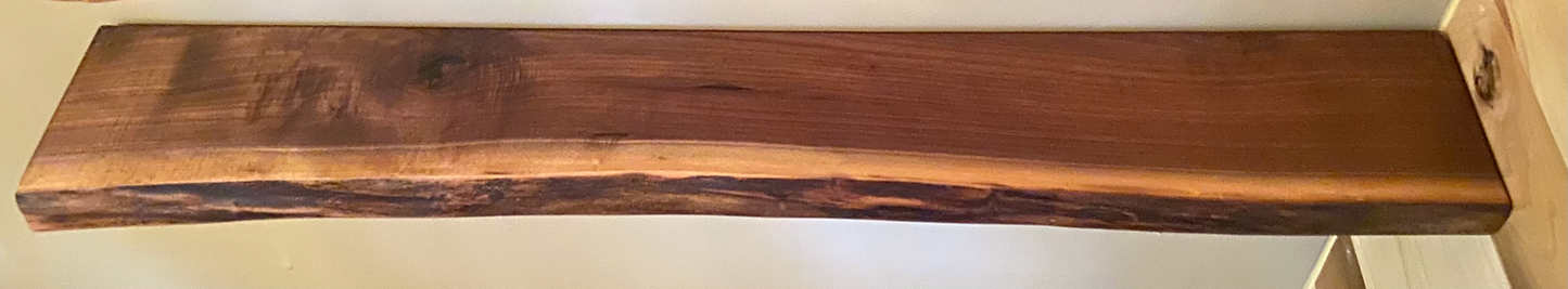 Narrow Live Edge Walnut Floating Shelf|Shallow Wall Hanging Shelf|Floating Wood Display Shelf|Hanging Plant Shelf|Rustic LiveEdge Wood Shelf