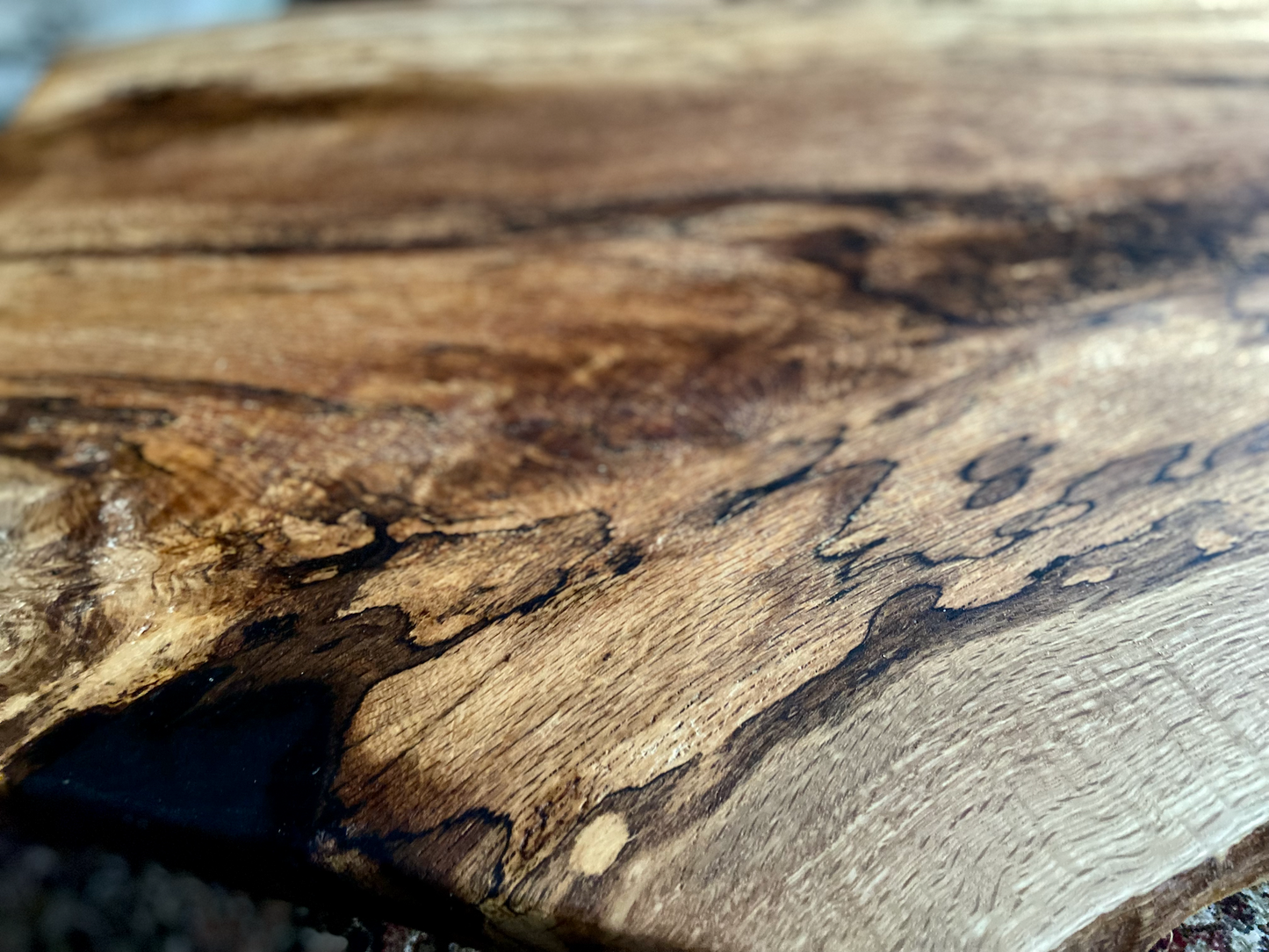Live Edge Spalted White Oak Wood Coffee Table|Live Edge Oak Table|Rustic Natural Edge Hardwood Oak|Forked Coffee Table|RusticFarmhouse Table