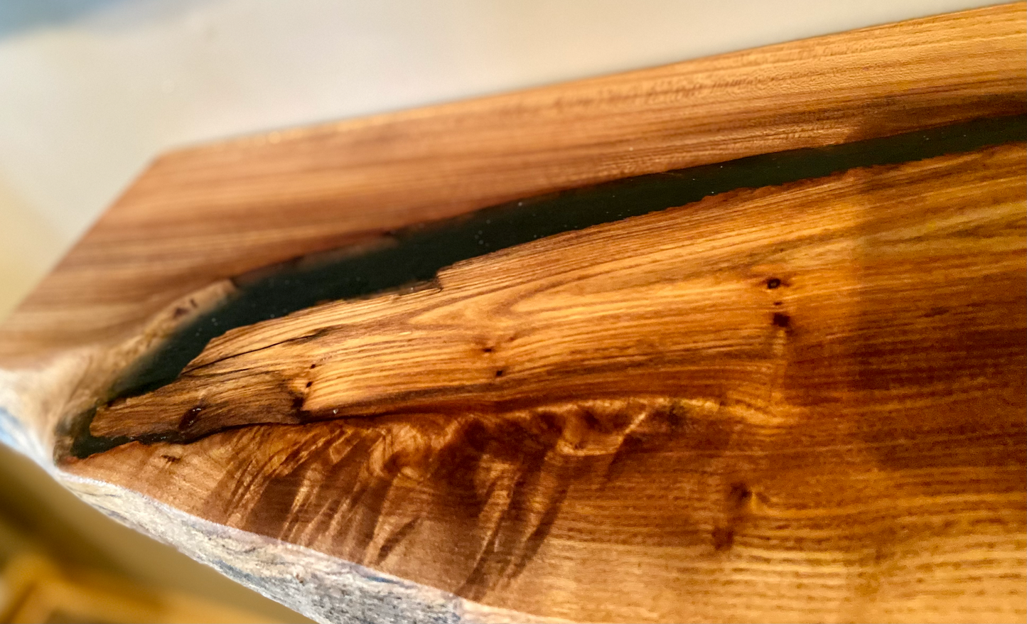 Set of 2 Live Edge Chestnut Wood Epoxy Floating Shelves|Rustic Farmhouse Wood Shelves|Floating Bookshelves|Hanging Wood Display Shelves