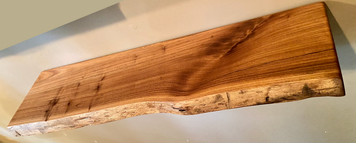 Set of 2 Live Edge Chestnut Wood Epoxy Floating Shelves|Rustic Farmhouse Wood Shelves|Floating Bookshelves|Hanging Wood Display Shelves