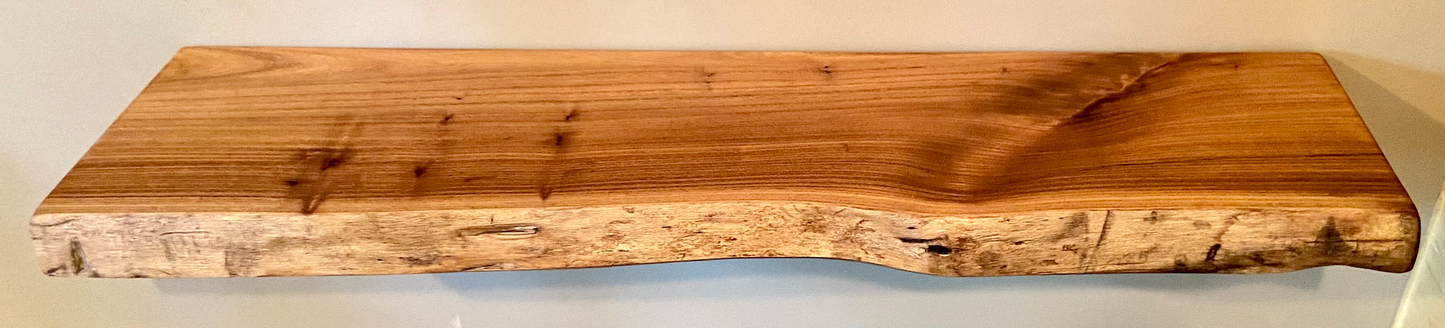 Set of 2 Live Edge Chestnut Wood Epoxy Floating Shelves|Rustic Farmhouse Wood Shelves|Floating Bookshelves|Hanging Wood Display Shelves
