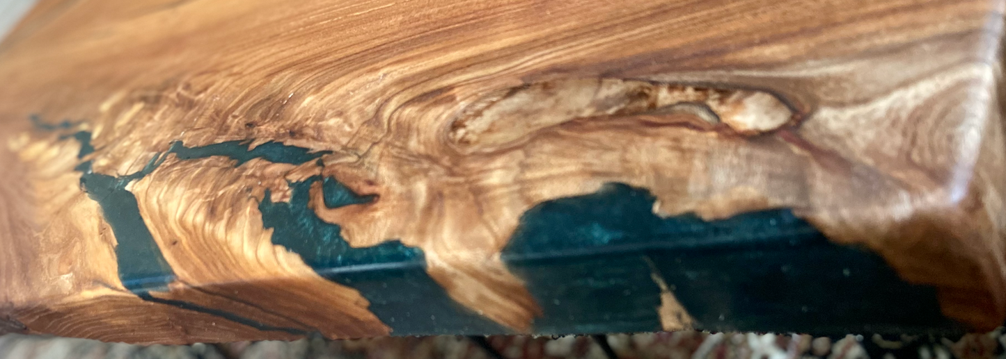 Natural Live Edge Chestnut Wood and Epoxy Coffee Table|Live Edge Wood Table|Rustic Wood Table|Live Edge Coffee Table|Wood Display Table