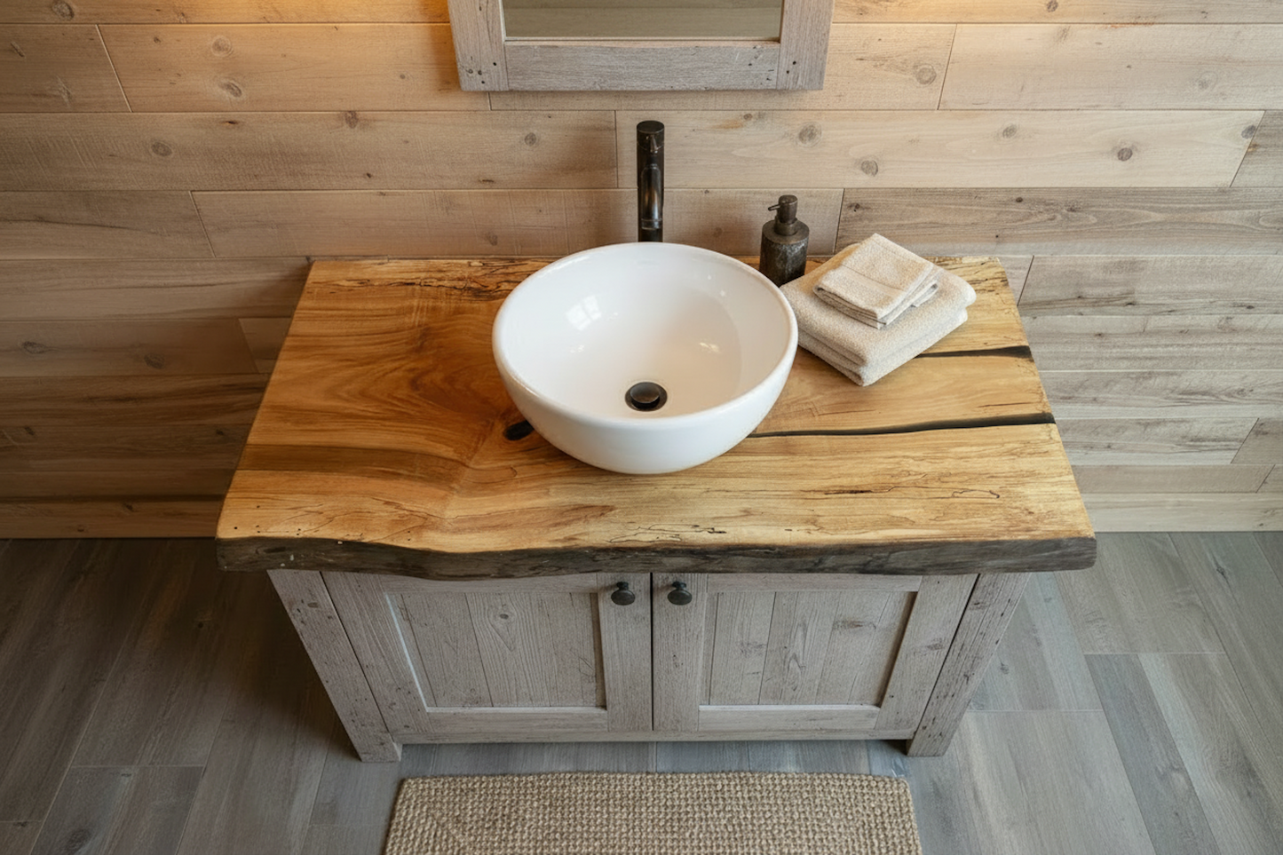 Customizable Live Edge Maple Vanity Top | Rustic Bathroom Sink Counter