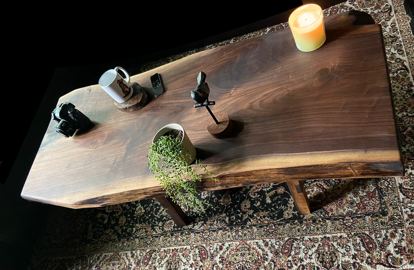 Large Live Edge Walnut Wood Coffee Table|Natural Edge Wood Table|Solid Live Edge Black Walnut Farmhouse Table|Modern Rustic Coffee Table