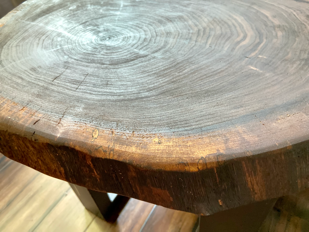 Live Edge Round Walnut Wood Accent Table | Live Edge Walnut Cross Cut Wood End Table | Round Wood Side Table | Rustic Live Edge Side Table