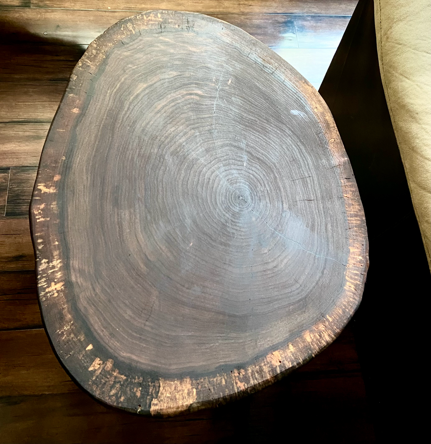 Live Edge Round Walnut Wood Accent Table | Live Edge Walnut Cross Cut Wood End Table | Round Wood Side Table | Rustic Live Edge Side Table