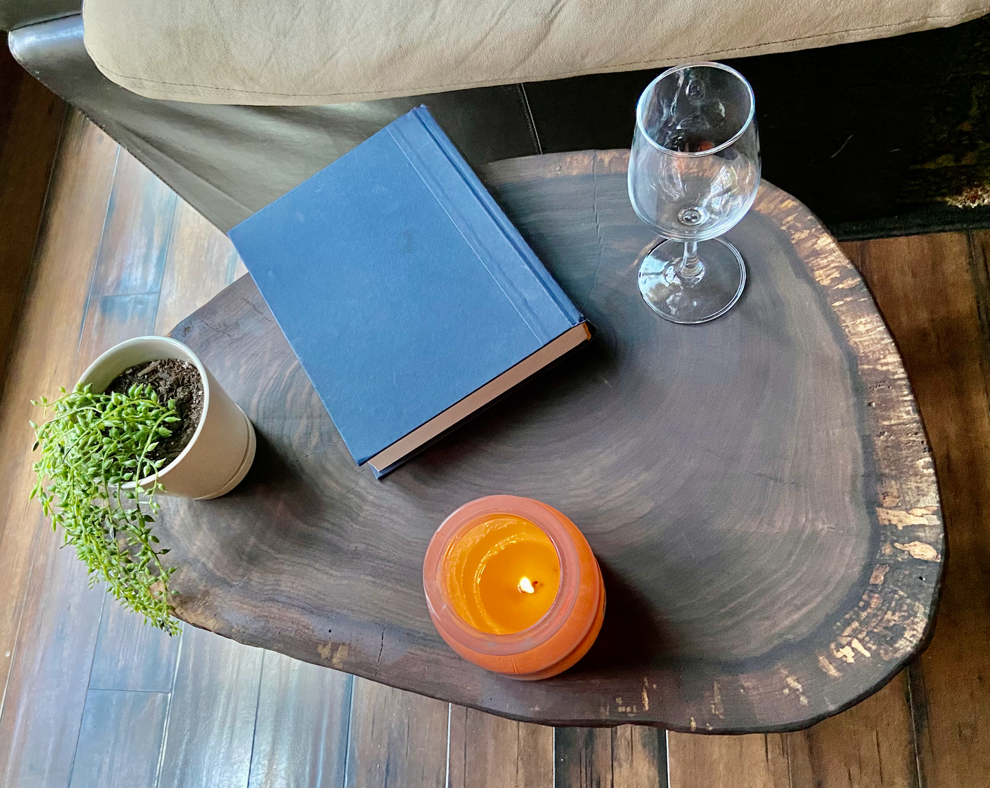 Rustic Round Live Edge Walnut Wood CrossCut Table | Round Wood Accent Table | Natural Curly Walnut Cookie Wood Side Table | Farmhouse Table