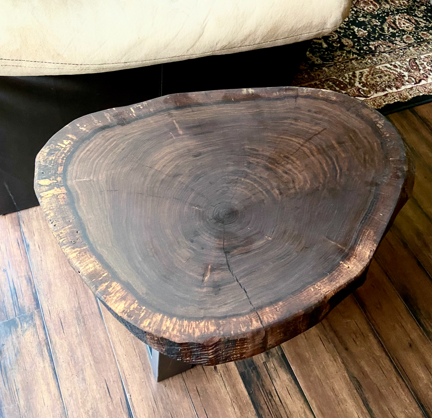 Live Edge End Table Set of 2-Rustic Round Live Edge Walnut Wood Cross Cut Tables|Cookie/Wafer Table Side Tables|Farmhouse Accent Wood Tables