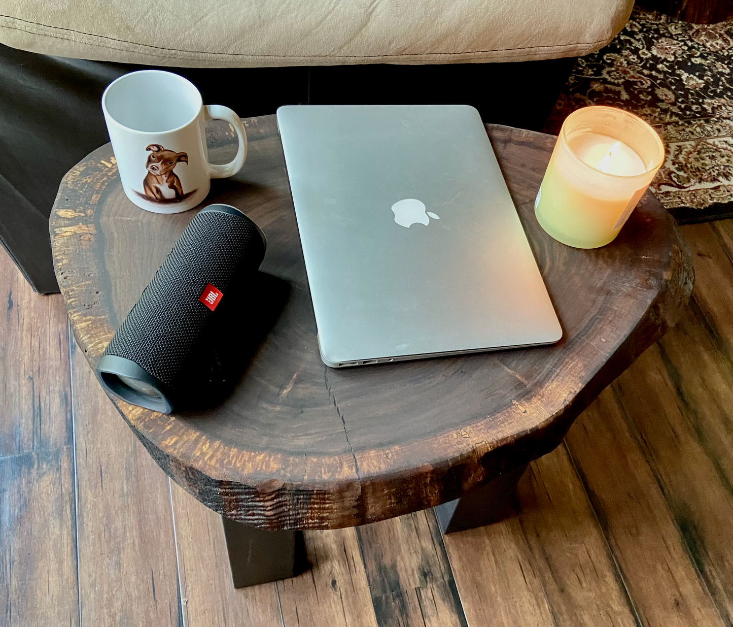 Rustic Round Live Edge Walnut Wood CrossCut Table | Round Wood Accent Table | Natural Curly Walnut Cookie Wood Side Table | Farmhouse Table