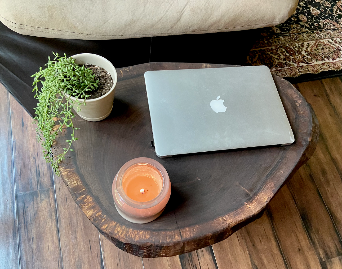 Rustic Round Live Edge Walnut Wood CrossCut Table | Round Wood Accent Table | Natural Curly Walnut Cookie Wood Side Table | Farmhouse Table