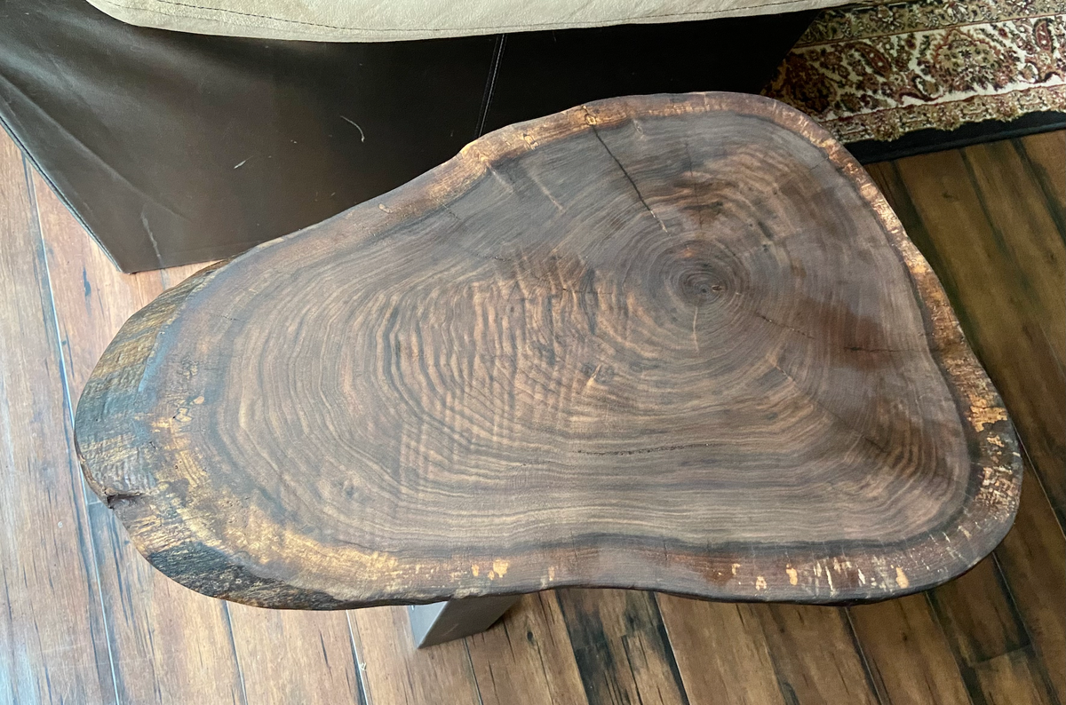 Live Edge Round Walnut Wood Table | Oval CrossCut Side Table | Rustic Farmhouse Accent Table | Live Edge End Table | Round Cookie Wood Table