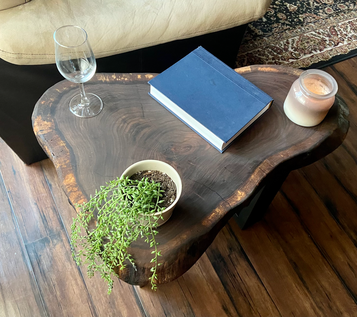 Live Edge Walnut Cookie Wood Oval Table | CrossCut Side Table Table | Rustic Farmhouse Accent Table | Live Edge End Table | Round Wood Table