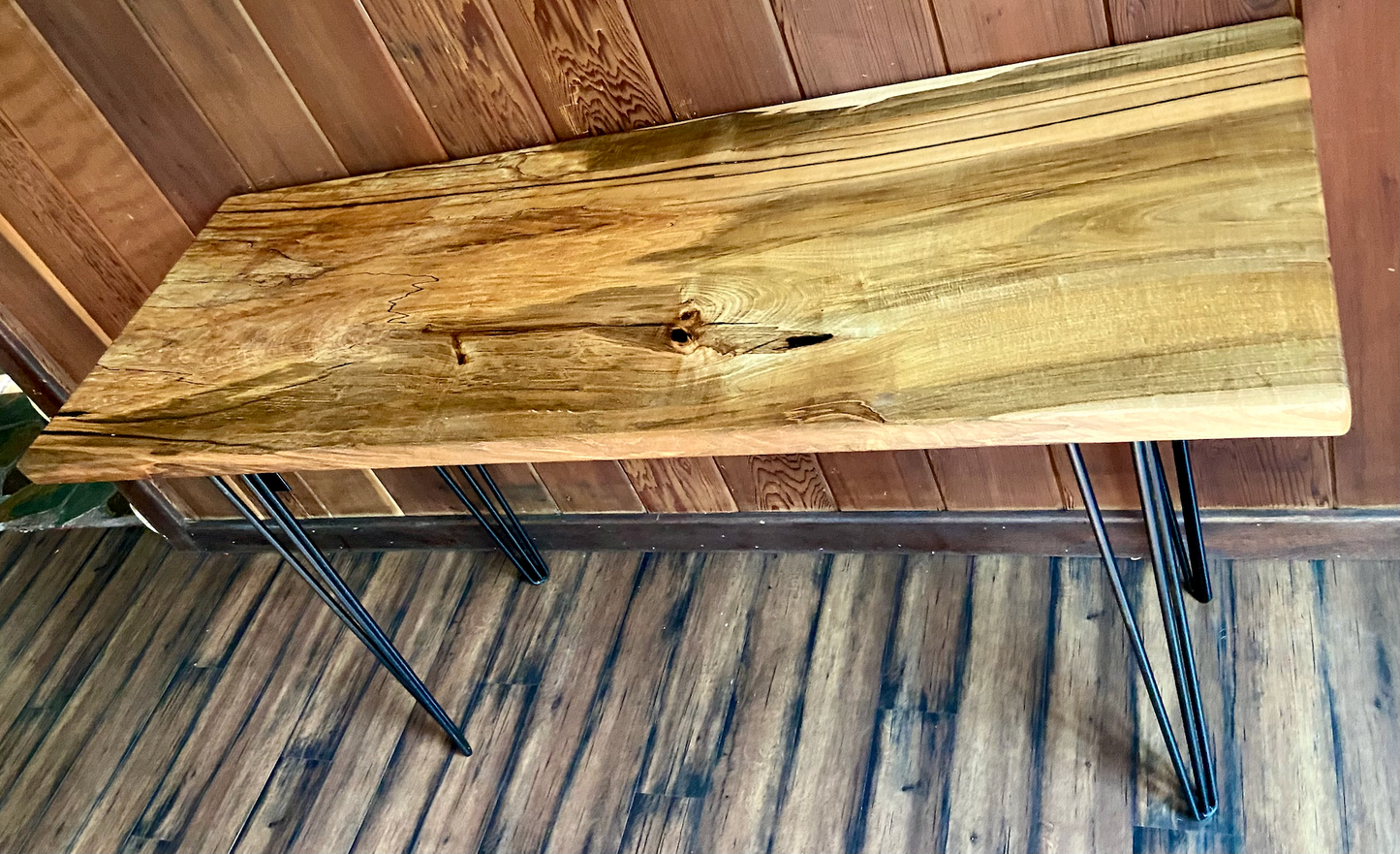 Solid Spalted Maple Wood Desk with High Figure and Unique Patterns | 5 Foot Long Desk | Standing Solid Wood Desk | Modern Rustic Desk