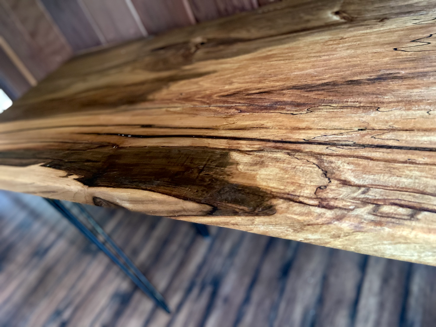 Solid Spalted Maple Wood Desk with High Figure and Unique Patterns | 5 Foot Long Desk | Standing Solid Wood Desk | Modern Rustic Desk