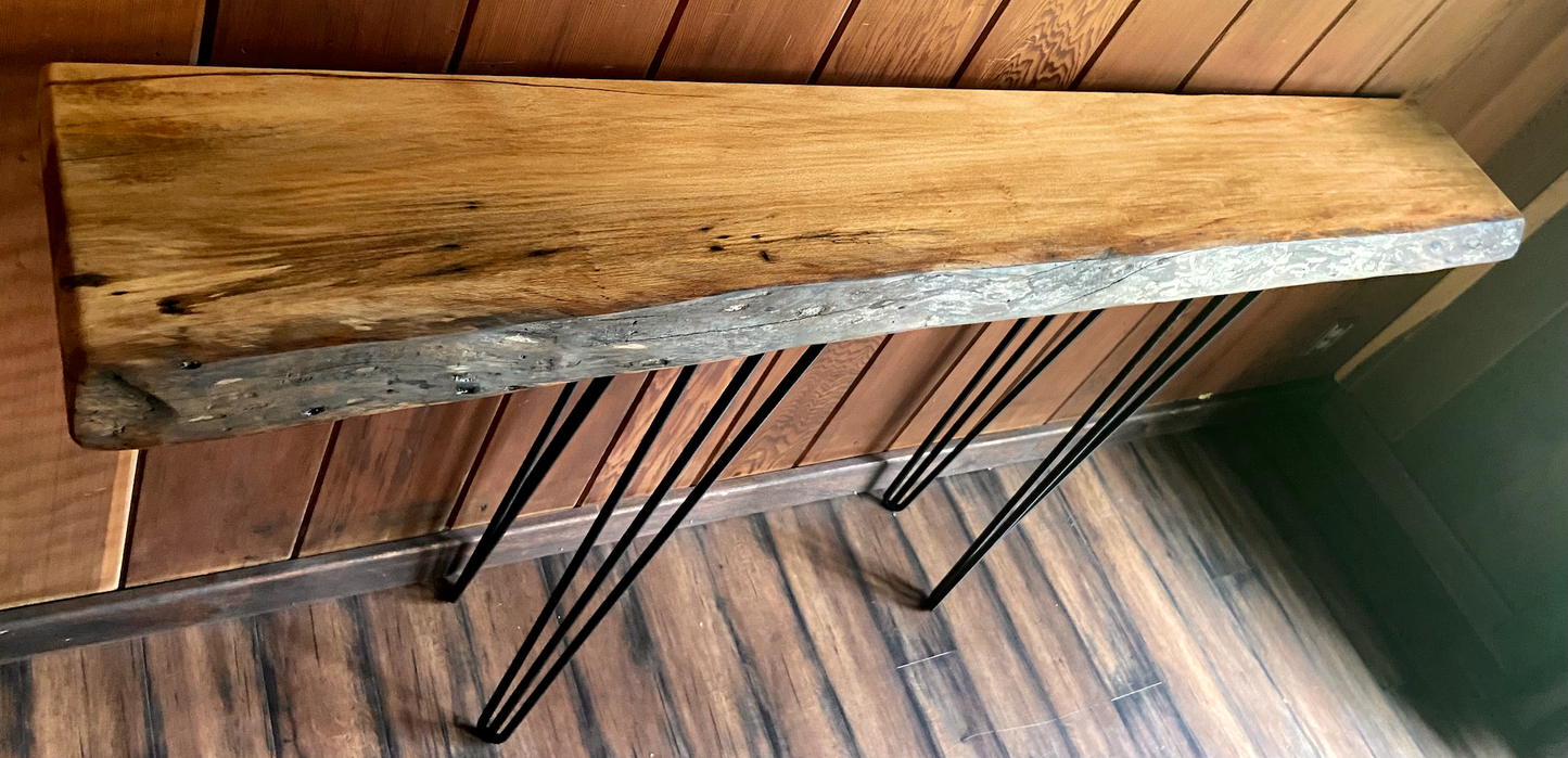 Narrow Sycamore Live Edge Wood Entryway Table|Rustic Console Table|Farmhouse Sofa Table|Modern Wood Entry Table|Live Edge Display Table