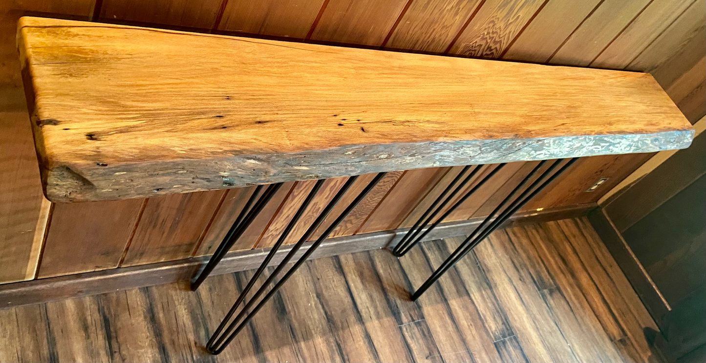 Narrow Sycamore Live Edge Wood Entryway Table|Rustic Console Table|Farmhouse Sofa Table|Modern Wood Entry Table|Live Edge Display Table