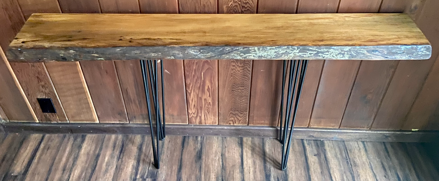 Narrow Sycamore Live Edge Wood Entryway Table|Rustic Console Table|Farmhouse Sofa Table|Modern Wood Entry Table|Live Edge Display Table