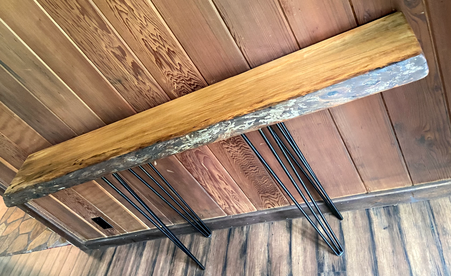 Narrow Sycamore Live Edge Wood Entryway Table|Rustic Console Table|Farmhouse Sofa Table|Modern Wood Entry Table|Live Edge Display Table